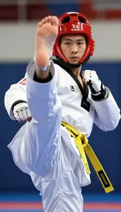 Taekwondo Taekwondo Athlete Wearing Yellow Belt Focused