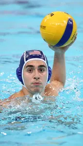 Water Polo Attacker Wearing Goggles Alert Throwing Power