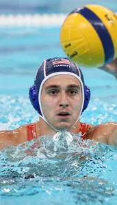 Water Polo Center Forward Wearing Earplugs Alert Treading