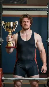 Weightlifting Powerlifter Wearing Singlet Showcasing Proudly