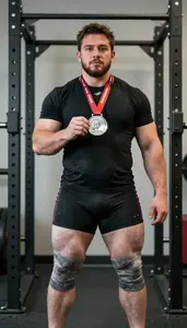 Weightlifting Powerlifter Wearing Knee Sleeves Standing
