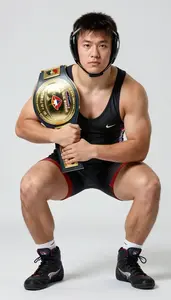Wrestling Flyweight Wearing Wrestling Shoes Showcasing
