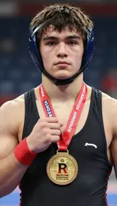Wrestling Lightweight Wearing Wrist Band Standing In Honor