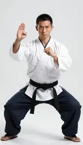 Wushu Tai Chi Practitioner Wearing Sash Quick Kicking