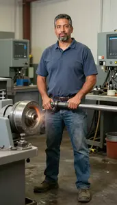 Male Blow Mold Operator Stock Photo