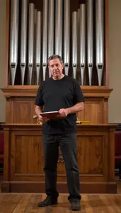 Male Church Organist Stock Photo