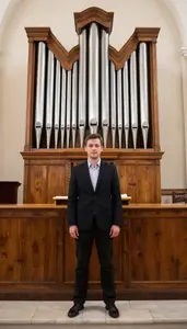 Male Church Organist Stock Photo