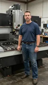 Male Computer Numerically Controlled Cnc Machinist Stock Photo