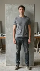 Male Concrete Sculptor Stock Photo