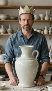 Male Crown Ceramist Stock Photo