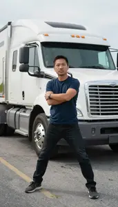Male Over The Road Driver Stock Photo