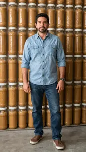 Male Peanut Butter Maker Professional Stock Photo