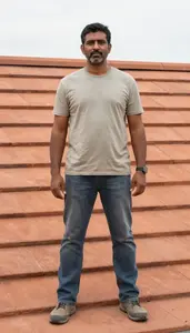 Male Terra Cotta Roofer Stock Photo