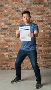 Male Credit Report Checker Stock Photo