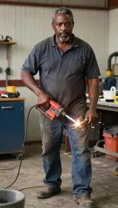 Male Cutting Torch Operator Professional Stock Image