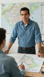 Male Digital Cartographer Stock Photo
