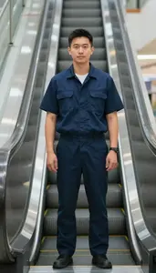 Male Escalator Service Mechanic Stock Photo