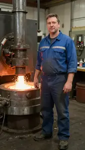 Male Heat Treating Furnace Tender Stock Photo