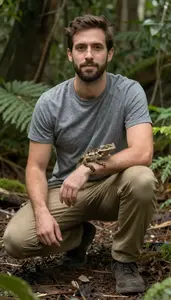 Male Herpetologist Portrait Stock Photo