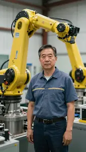 Male Industrial Robotics Mechanic Portrait Stock Photo