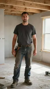 Male Interior Surface Insulation Worker Professional Stock Image
