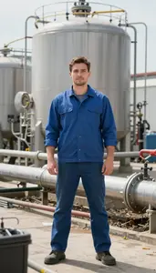 Male Liquid Waste Treatment Plant Operator Stock Photo
