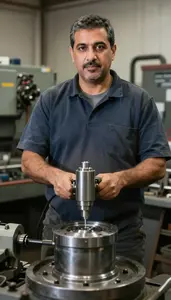 Male Metal Milling Machine Operator Professional Stock Image
