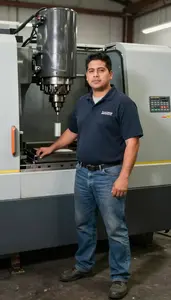 Male Plastic Thread Milling Machine Setup Operator Professional Stock Image