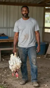 Male Poultry Inseminator Stock Photo