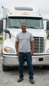 Male Semi Truck Driver Professional Stock Photo