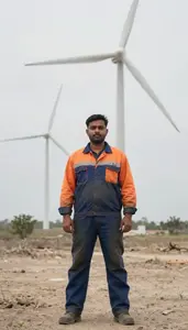 Male Wind Turbine Mechanic Portrait Stock Photo