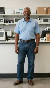Male Appliance Parts Counter Clerk Portrait Stock Photo