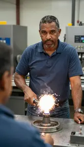 Male Blow Mold Operator Portrait Stock Photo
