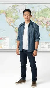 Male Digital Cartographer Stock Photo