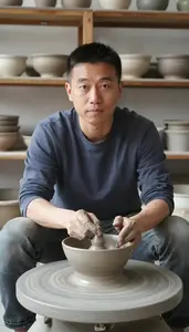 Male Hand Potter Portrait Stock Photo