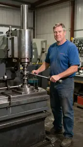 Male Horizontal Boring Mill Operator For Metal Stock Photo
