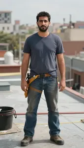 Male Industrial Roofer Helper Portrait Stock Photo