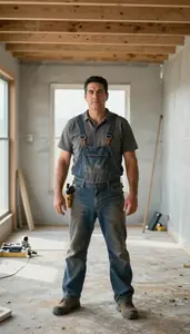 Male Interior Surface Insulation Worker Professional Stock Photo