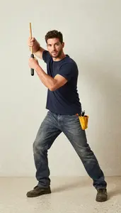 Male Marble Chip Terrazzo Worker Stock Photo