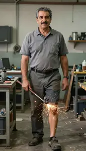 Male Orthotic Finish Grinding Technician Professional Stock Image