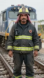 Male Railroad Firer Portrait Stock Photo