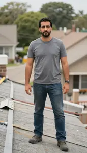 Male Residential Roofer Stock Photo