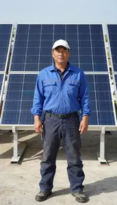 Male Solar Thermal Installer Portrait Stock Photo