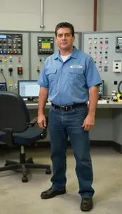 Male Steam Plant Control Room Operator Stock Photo