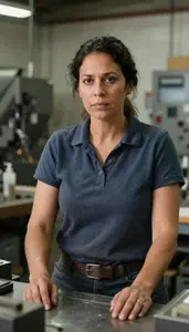Female Boring Mill Operator For Metal Stock Photo