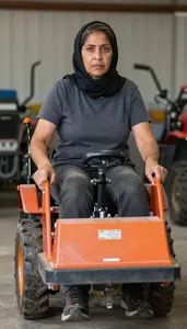 Female Log Chipper Operator Portrait Stock Photo
