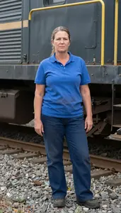 Female Railroad Car Cleaner Portrait Stock Photo