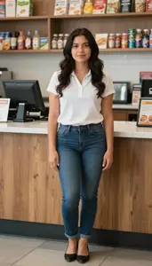 Female Snack Bar Cashier Professional Stock Image