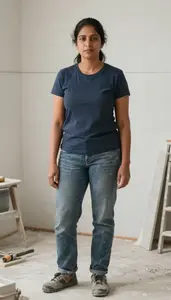Female Tile Mason Portrait Stock Photo