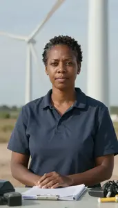 Female Wind Turbine Technicians Stock Photo